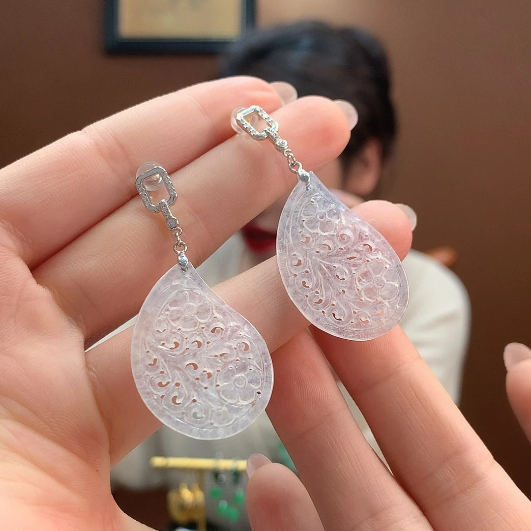 翡翠银S925镶嵌耳饰耳饰