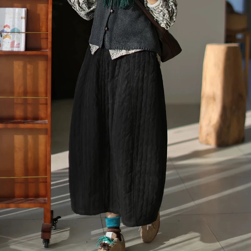 （文艺复古花苞夹棉裙）88217秋冬季新款绗缝温柔风气质半身裙H