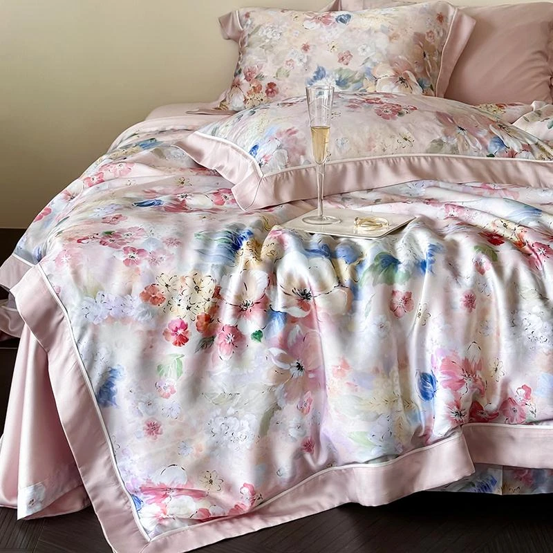 朵美 | 兰精天丝夏季四件套 数码印花被套床单 丝滑裸睡床上用品