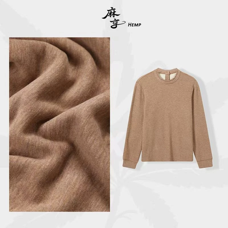 麻享【小花园·打底衫】蚕丝羊绒蛋白打底花边半高领T恤上衣FSY51061