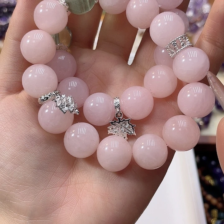 水晶手链银S925镶嵌14西柚粉