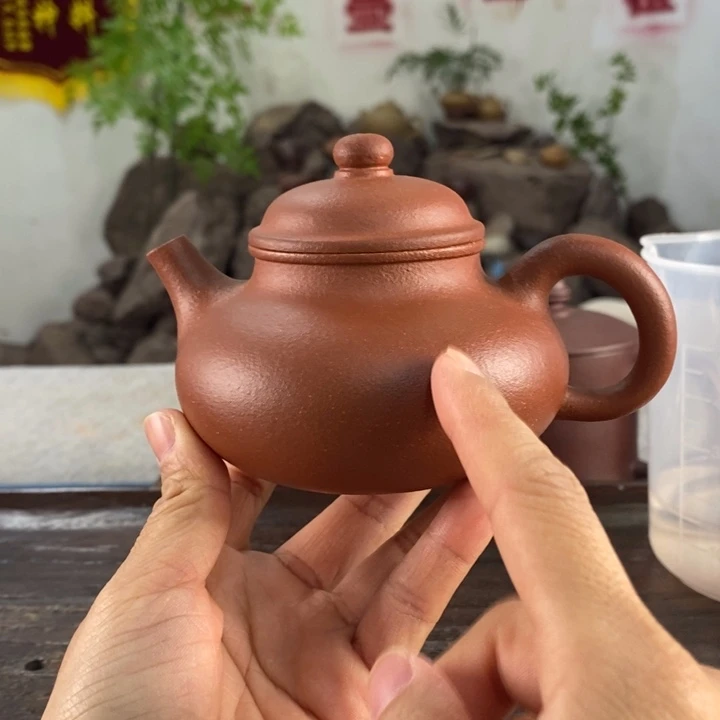 紫砂茶壶红降坡容天180左右的容量半手制作