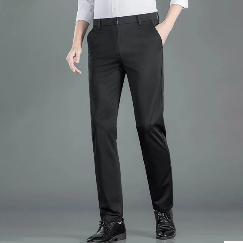 弹力直筒裤中腰纯色西裤长裤商务直筒休闲类西裤春秋男款男士新款
