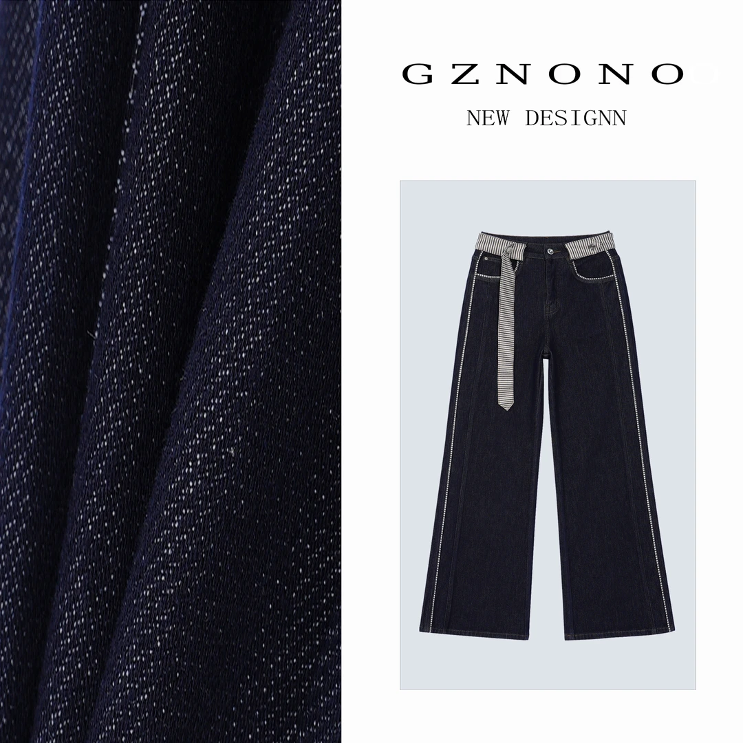 GZNONO【融雪暗河】2025秋季新款显瘦时尚休闲黑色复古牛仔筒喇裤