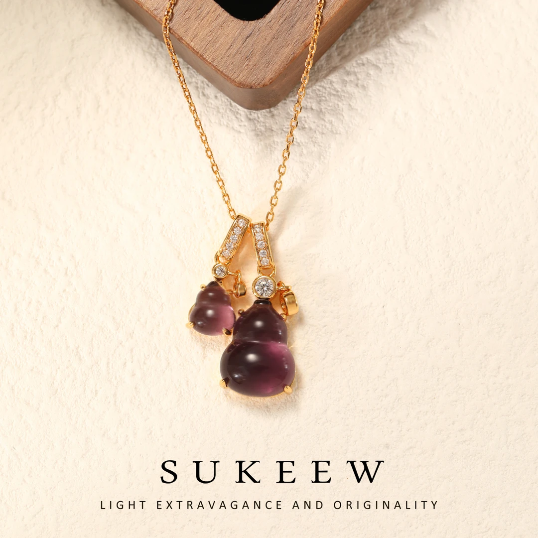 SUKEEW/酥可 镀K金 新中式小众轻奢感紫葫芦项链285015