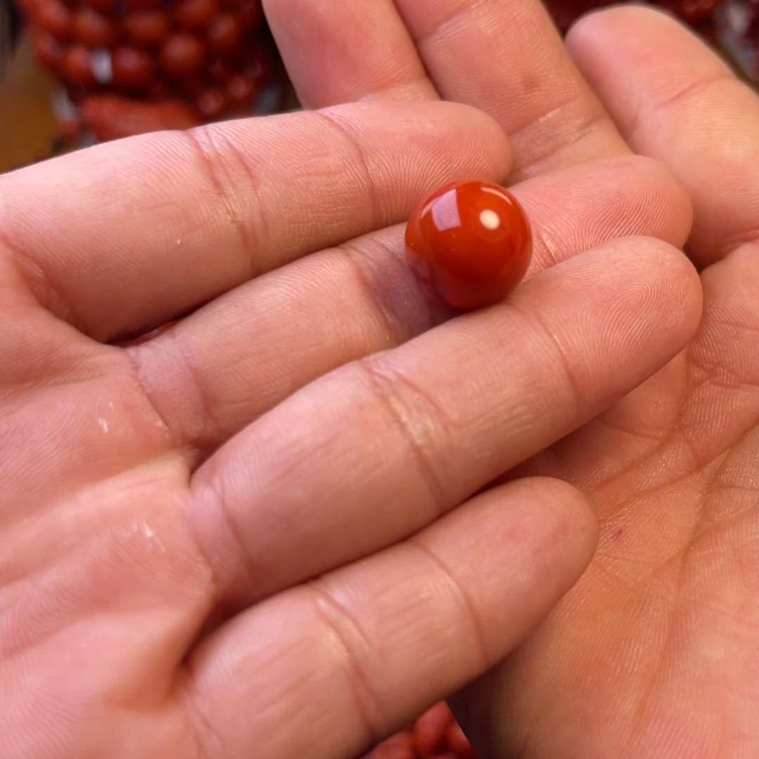 锡***号南红玛瑙未镶嵌川料精工圆珠卡14