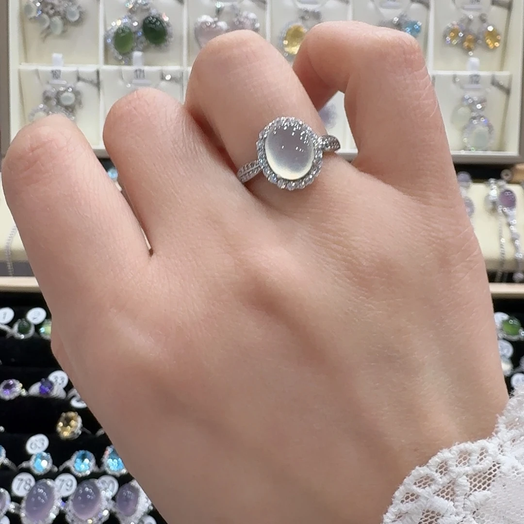 D***林蛇纹石玉银S925镶嵌戒指