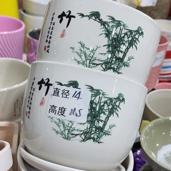 多肉绿植陶瓷花盆9.9包邮，有孔