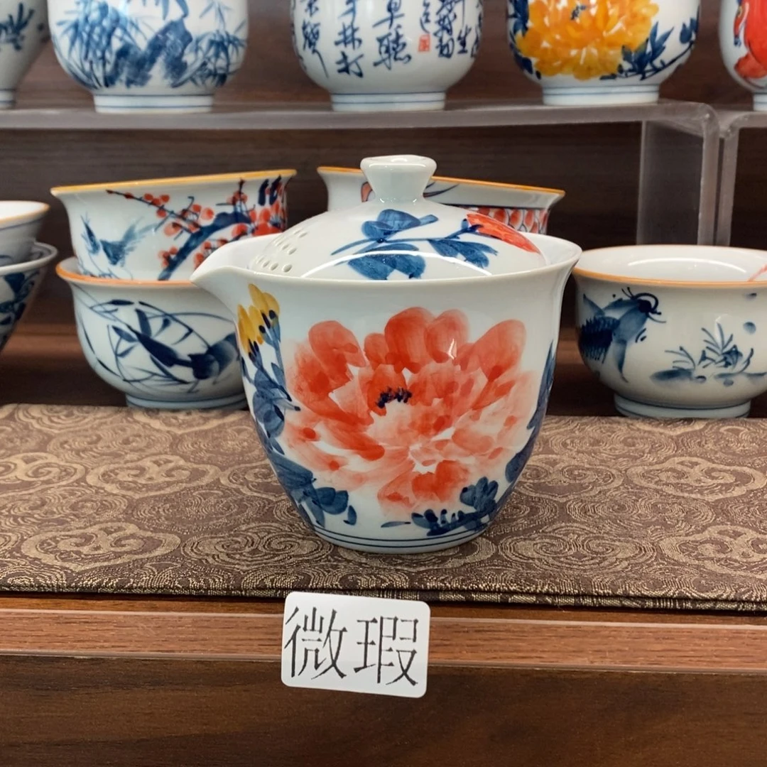 釉下彩老陶泥手工绘制