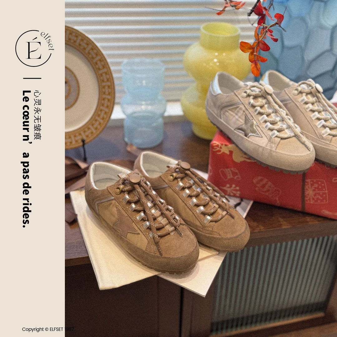 【牧神黄昏】复古小众棕色休闲运动登山板鞋星星脏脏鞋26款-1216