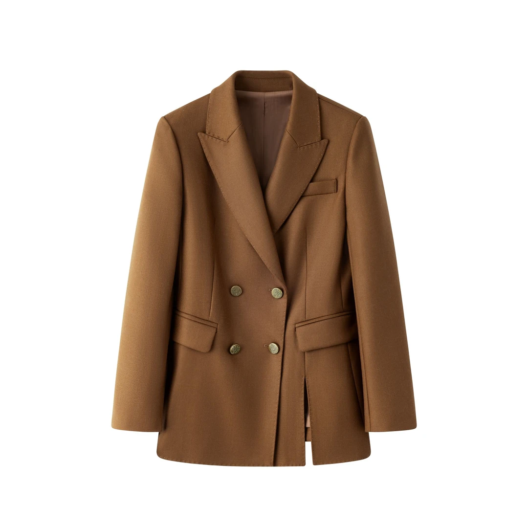 ZR女装西装2025秋冬新款美拉德色系高定休闲羊毛外套通勤西装6806