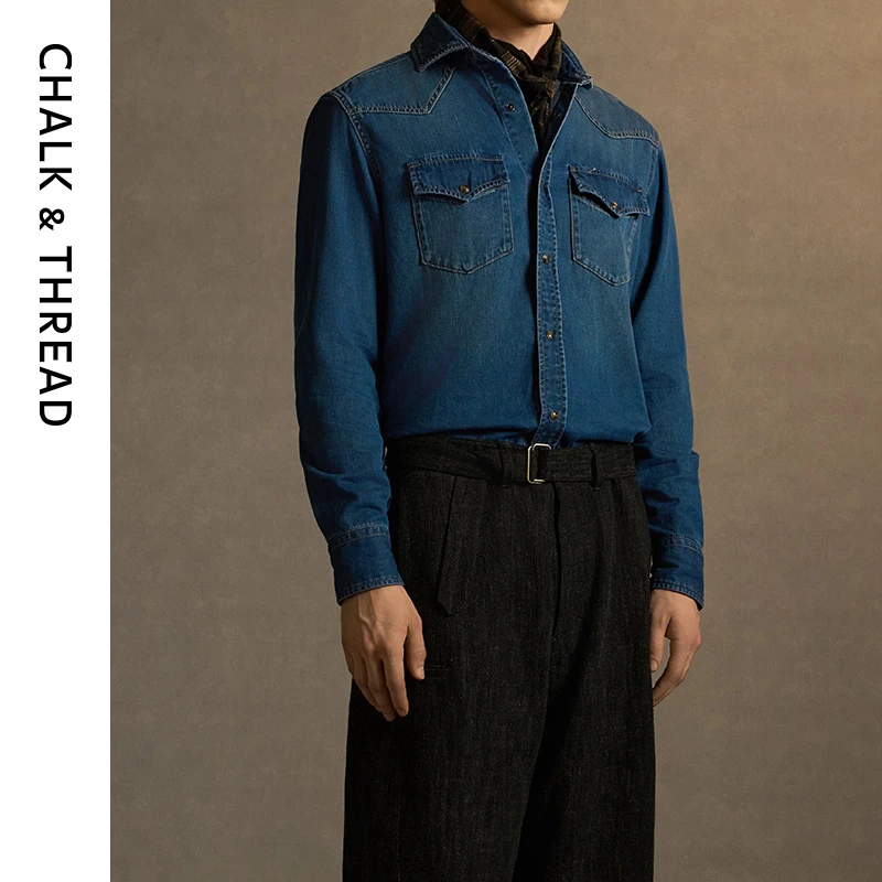 CHALK&THREAD蓝色西部风牛仔衬衫