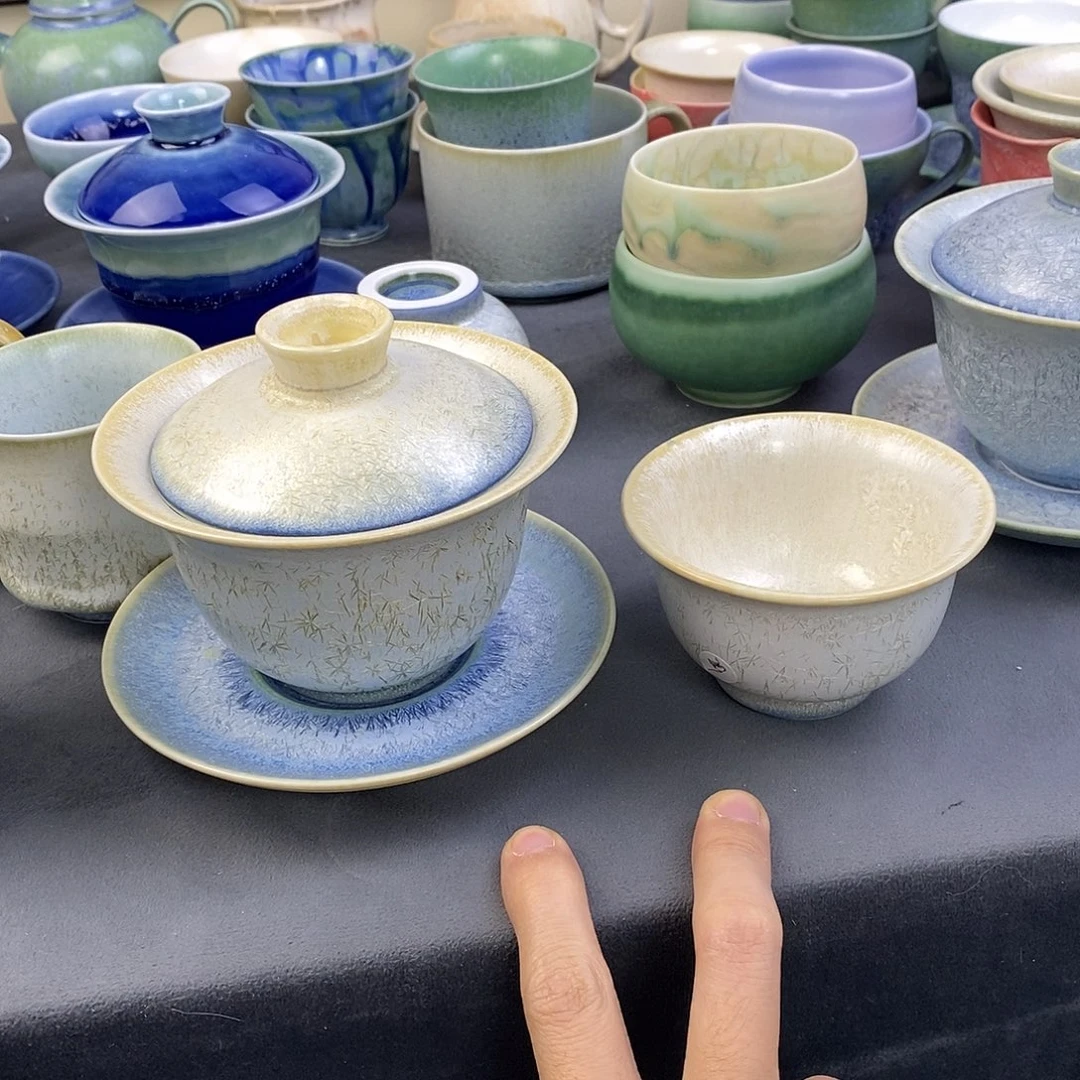 谈****景德镇高温颜色釉盖碗