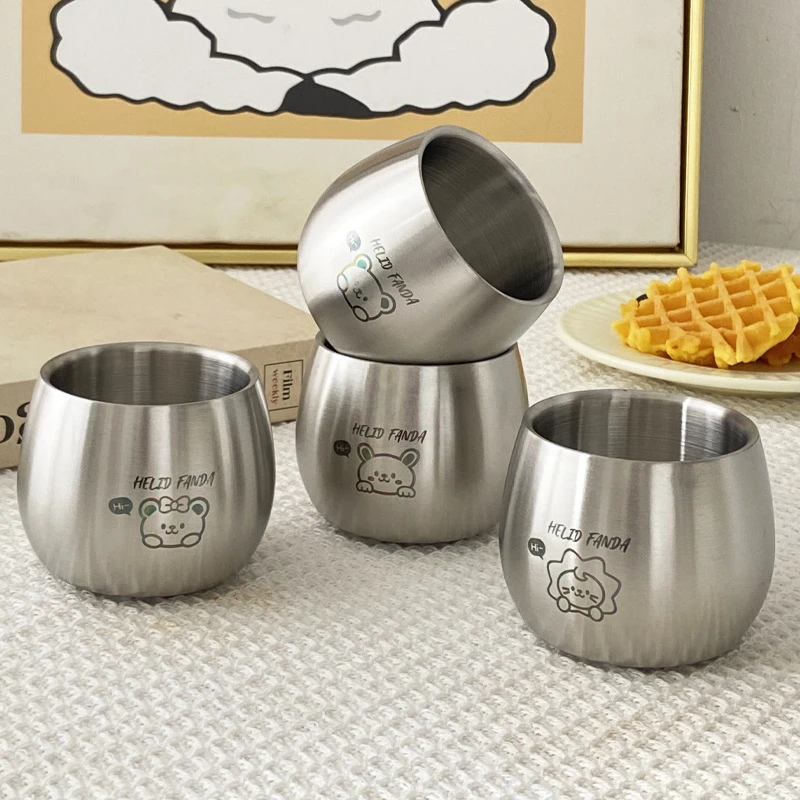 卡通不锈钢创意儿童水杯家用宝宝双层防烫牛奶杯加厚防摔杯子2025