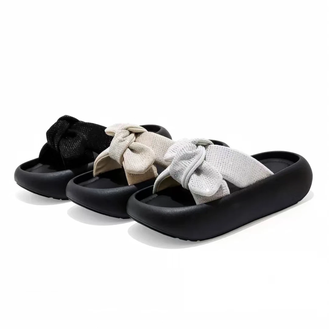 厚底蝴蝶结一字拖女2025夏季新款时尚潮流外穿凉拖休闲拖鞋