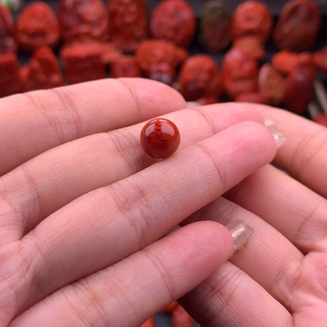 南红玛瑙南红川料原矿圆珠9.5mm未镶嵌