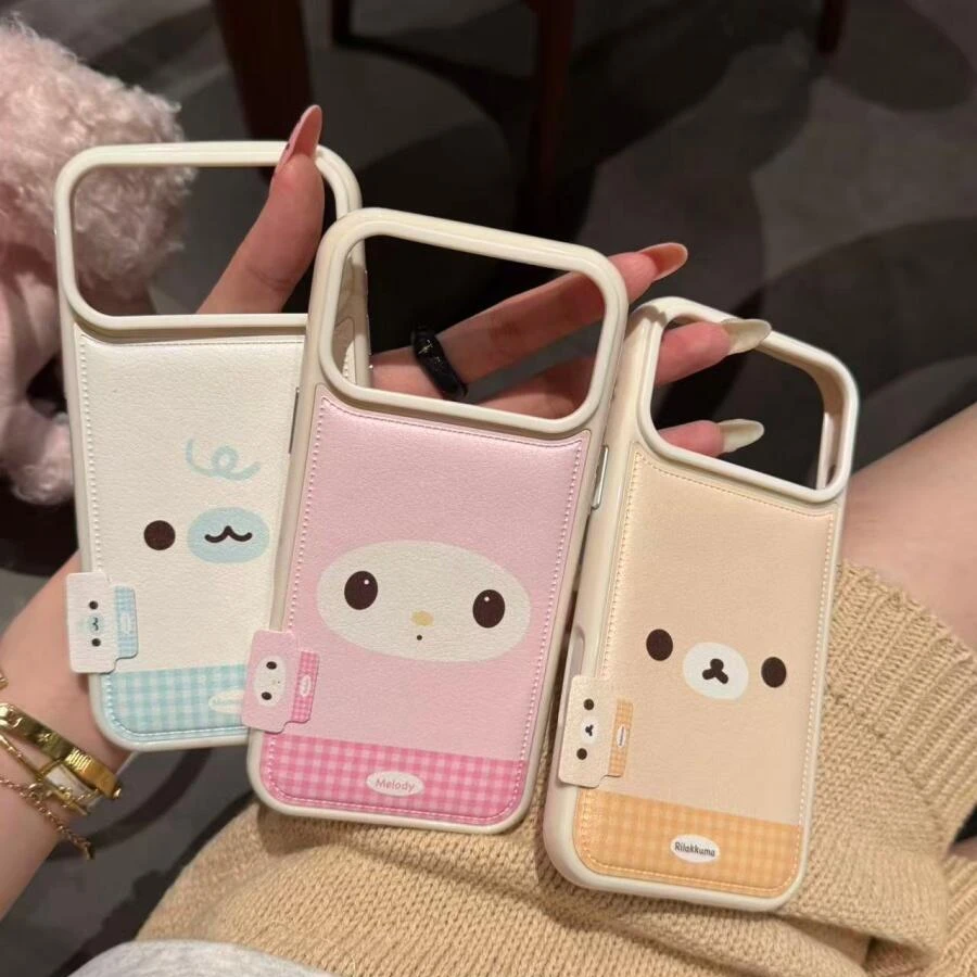 鼓包皮纹可爱轻松熊适用苹果17pro/16promax手机壳15保护套1413