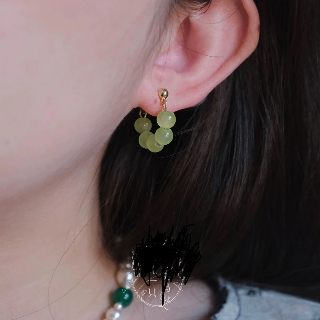 钛钢树脂耳饰 精致古风耳环多样色彩气质耳饰复古绿色时尚888