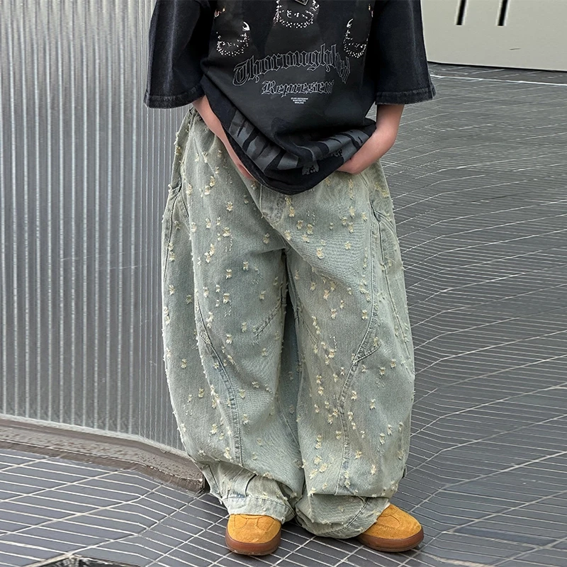 男童裤子春秋装2025新款春款酷帅气时髦小男孩春季儿童装牛仔裤潮