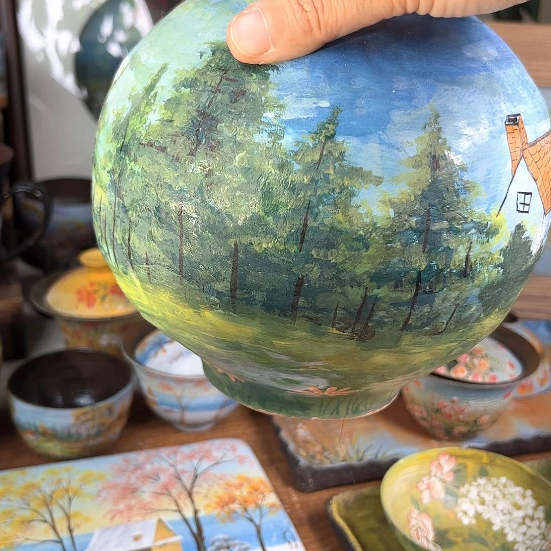 碟绘***ᐝ釉下五彩斑斓色彩