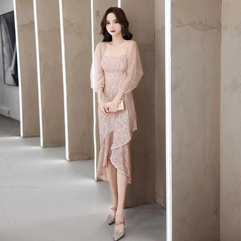 法式鱼尾晚礼服2025新款生日派对宴会成人礼气质年会高级感连衣裙