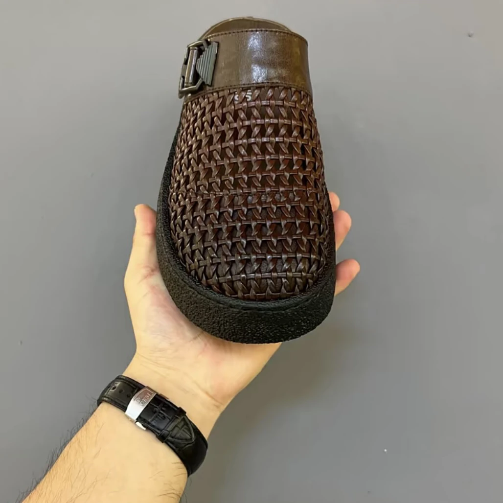 5880-71夏季新编织休闲高级百搭舒适一字拖男外穿时尚潮流凉拖鞋