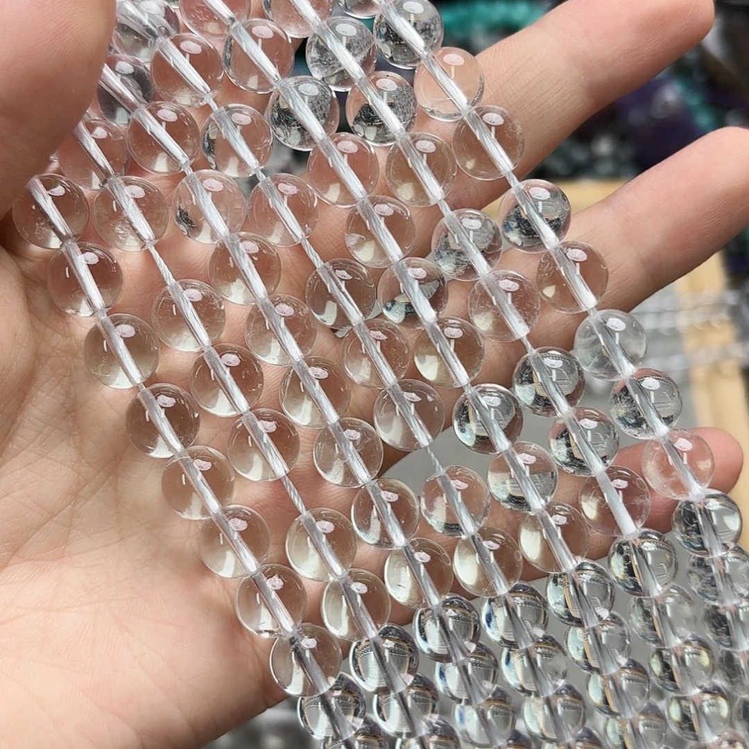 玛瑙/玉髓未镶嵌珠宝半成品卡十白水晶圆珠一条