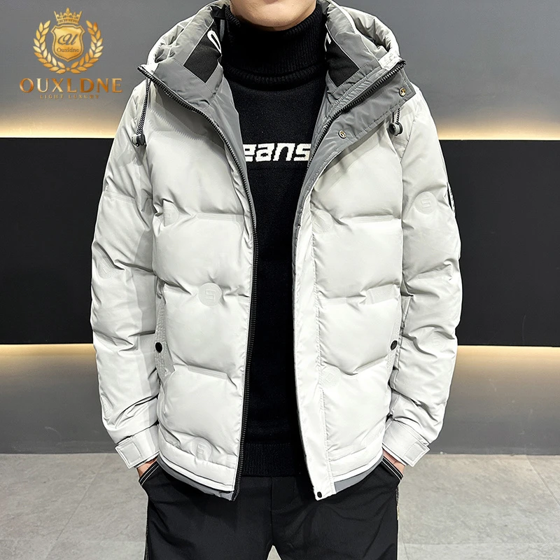 OUXLDNE 男士羽绒服秋冬季新款加厚保暖防寒外套潮流男装连帽外套