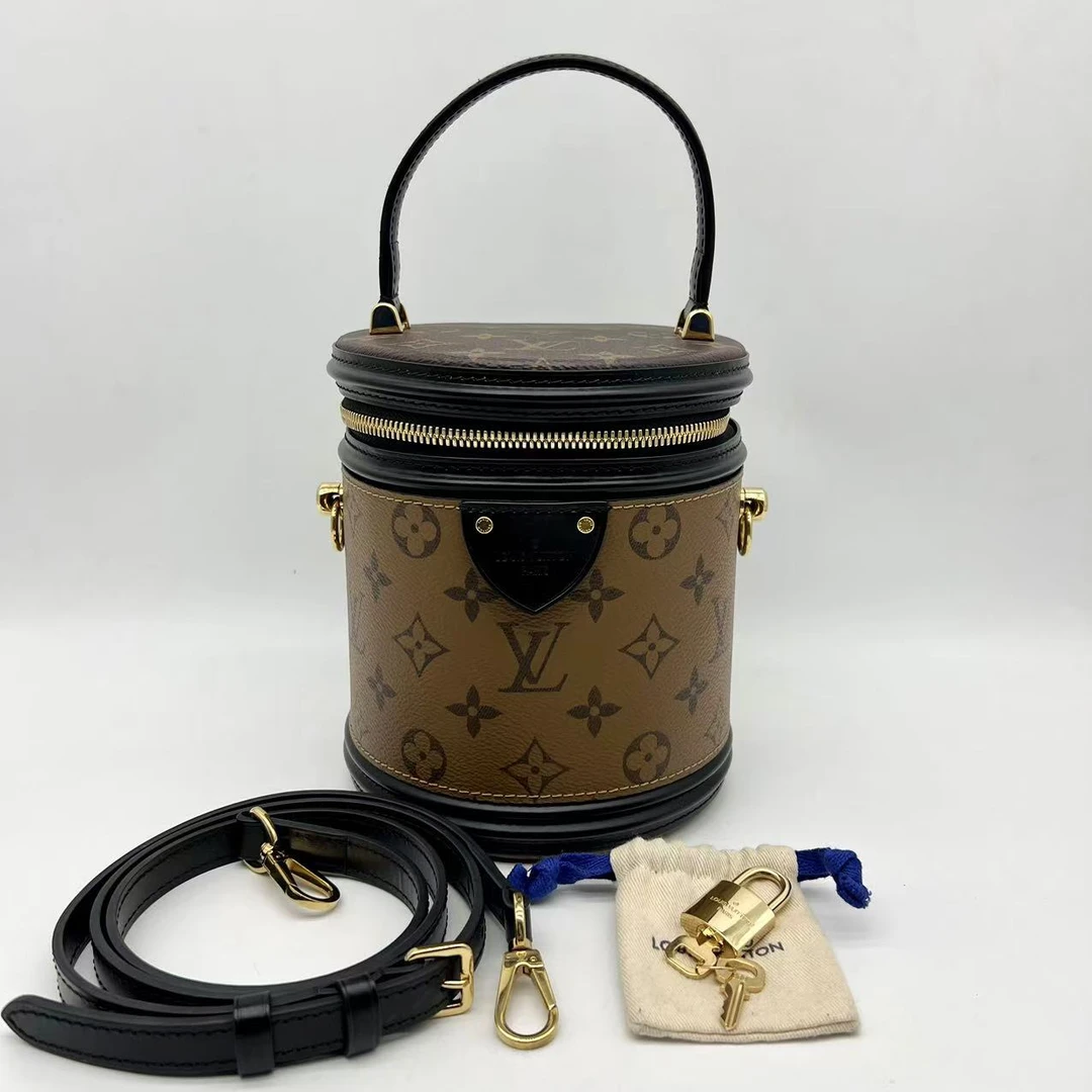 99新 LouisVuitton/路易威登 经典款 拼色 发财桶 单肩 斜跨包