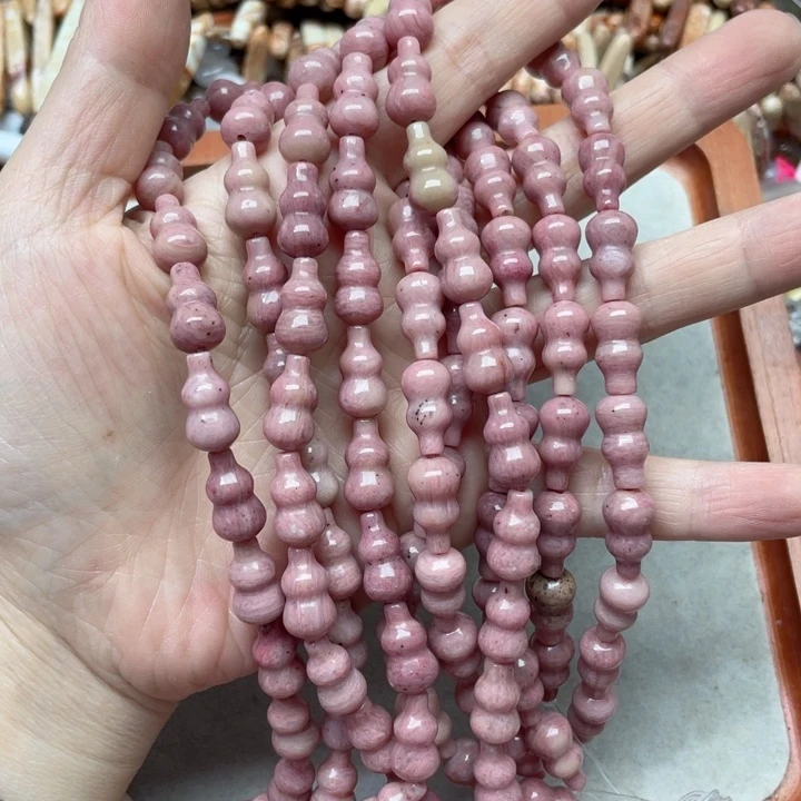 玛瑙/玉髓合金珠宝半成品一条8x14m红木纹葫芦