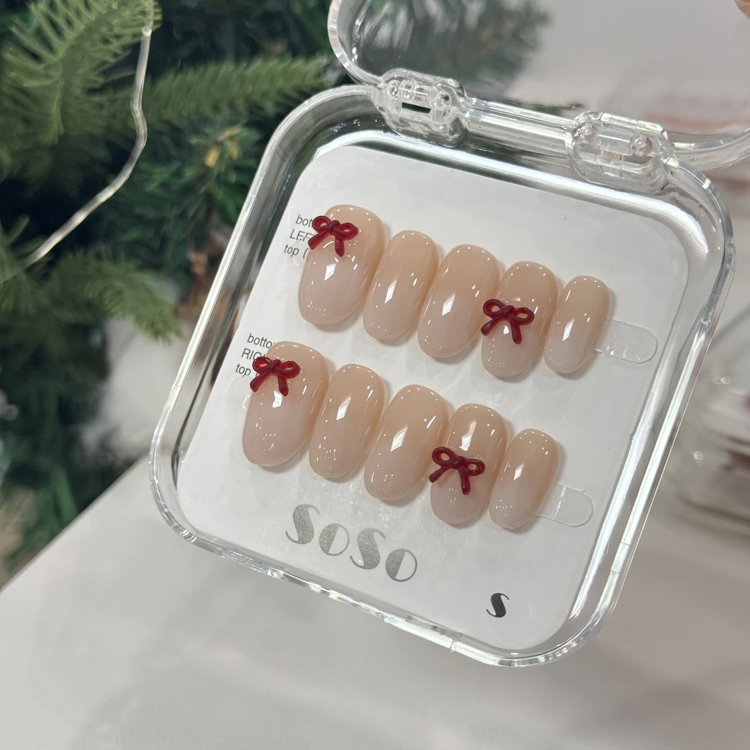 现货短椭【玉指佳人】 纯手工穿戴甲下单赠送收纳盒+工具包冬季