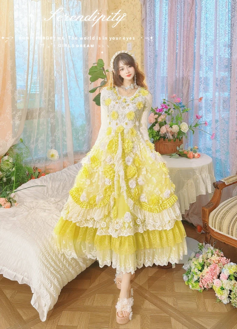 13梦幻公主长裙中长裙夏款自带蓬蓬纱大裙摆连衣裙公主裙