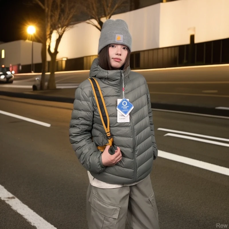 防寒服羽绒服男女冬季保暖户外加厚排骨连帽外套白鸭绒轻薄款短款