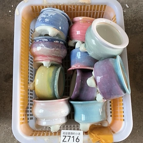 紫砂花盆716微瑕品口径6厘米左右尺寸的