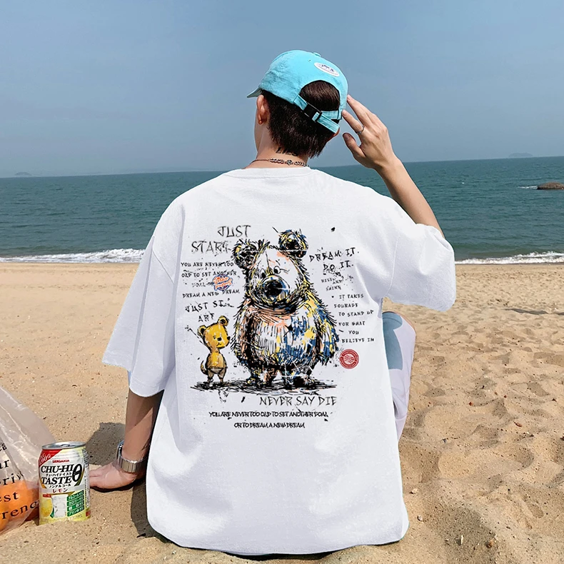 短袖男款爆款2025新款潮牌男士短袖T恤男女 情侣圆领宽松休闲半袖