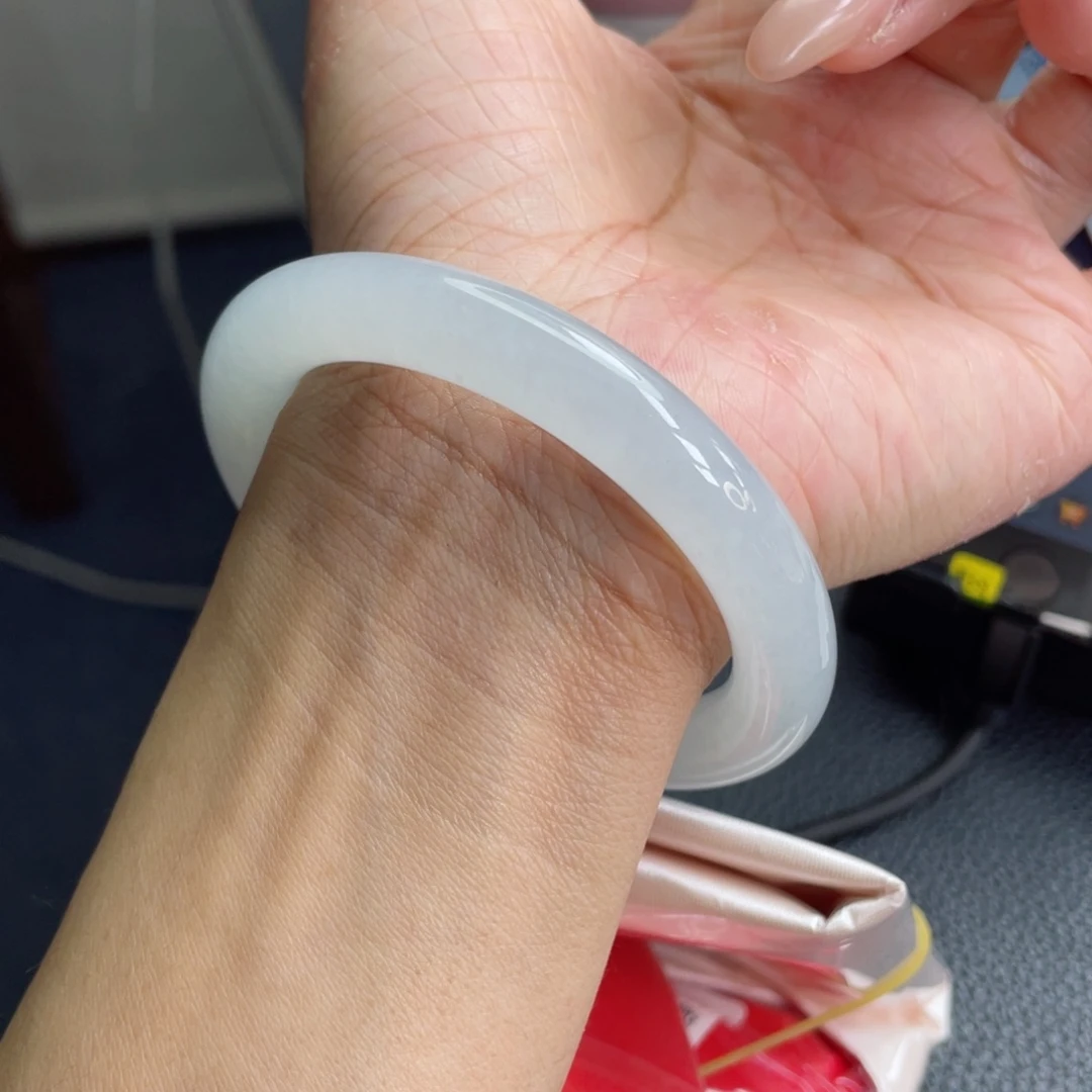 未镶嵌手镯翡翠53.7圈 冰晴水 荧光棒 干净清爽 19号