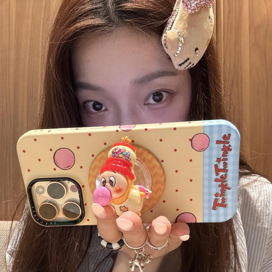 可爱卡通吹粉泡泡星星人适用于苹果16promax手机壳15保护套1413