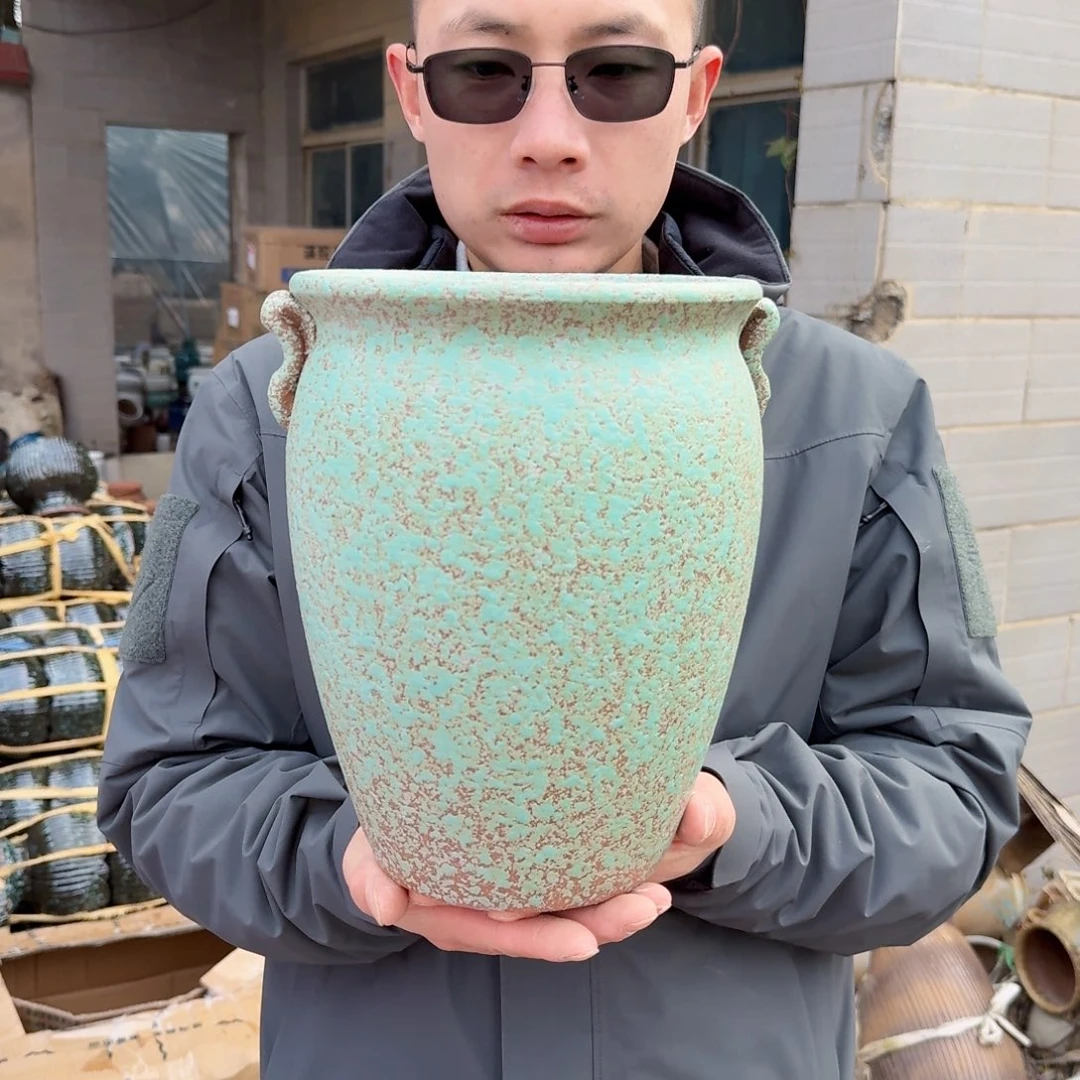 紫砂摆件口19.5高25（一个镇店之宝豆青