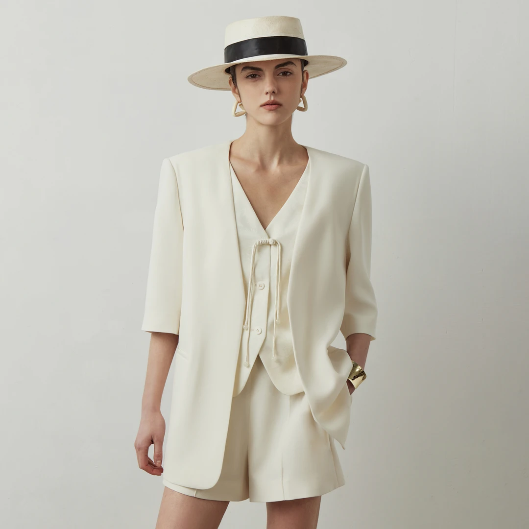 LYNEE 新中式醋酸垂感假两件国风马甲西装外套 LGD2ESW223