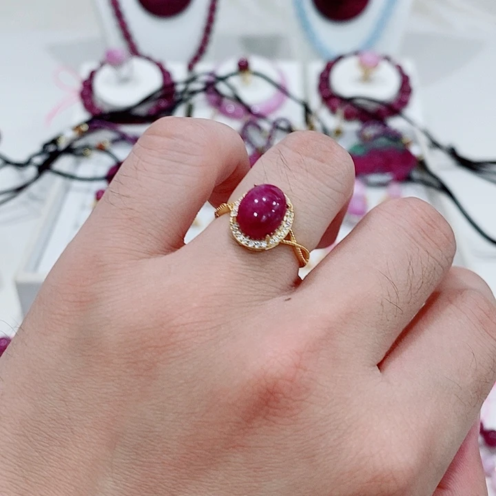 红宝石戒指银S925镶嵌