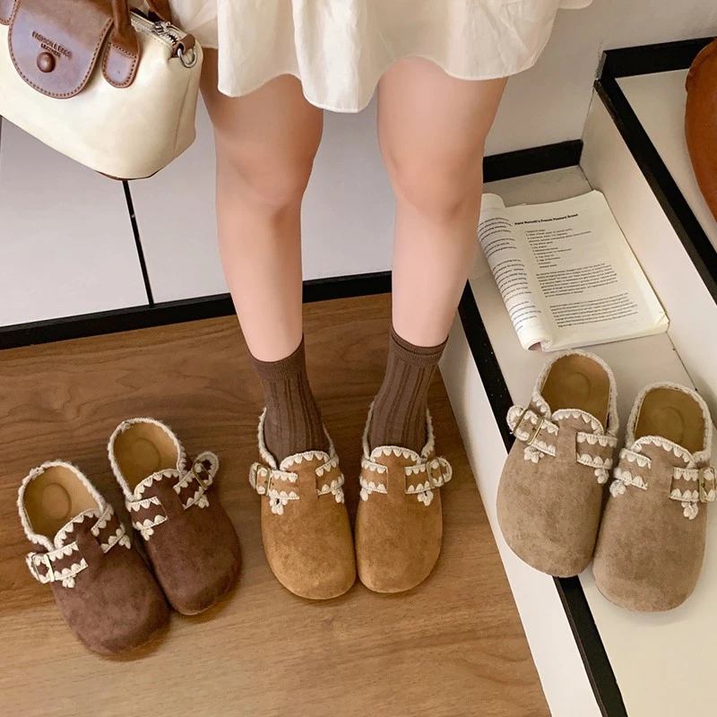 平底内增高勃肯包头半拖鞋女外穿2025新款秋季配裙子覆古博肯半托