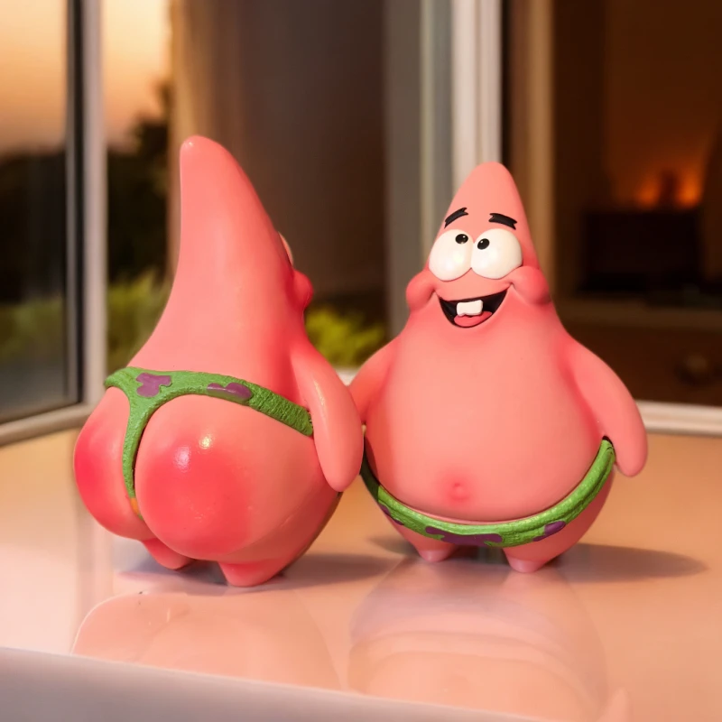 海绵宝宝派大星家居车载摆件手办公仔表演可爱动漫小礼物实心PVC