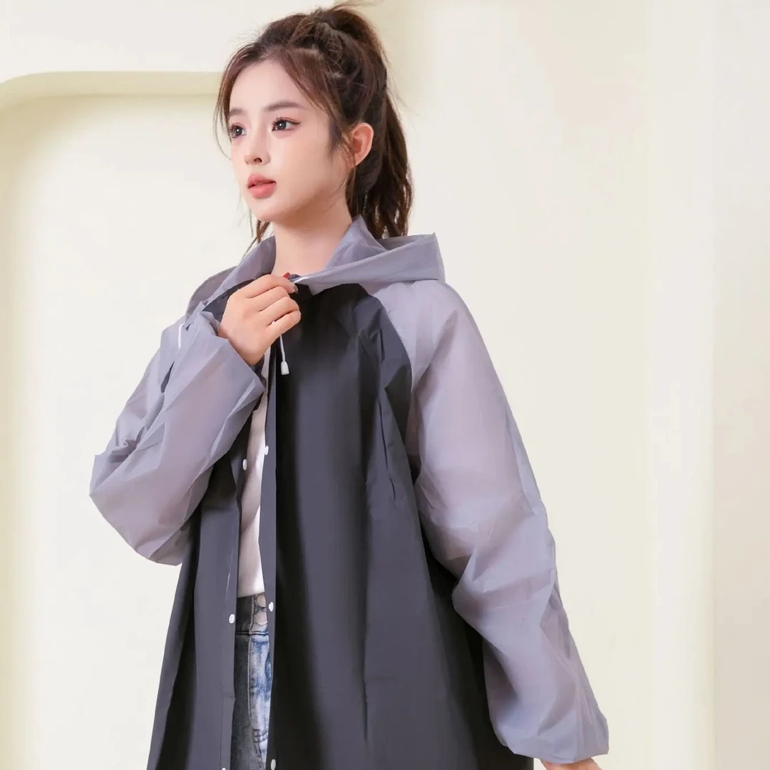 厚款雨衣新款撞色男女通用雨披徒步旅游景区成人雨衣卡片徒步雨衣