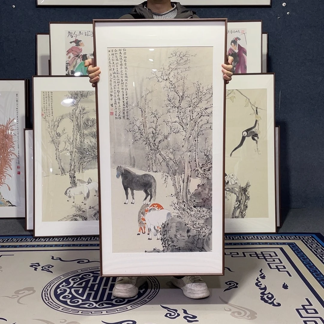 国画手绘画作品带框60/120