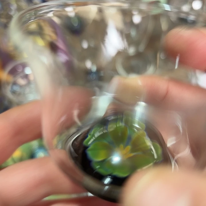 玻璃手工艺品玻璃茶色清杯绿花语