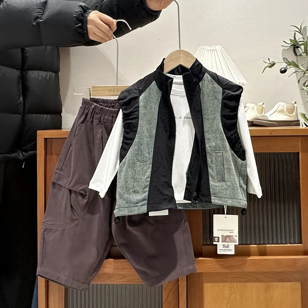 儿童春季设计款拼接牛仔马甲外套77023