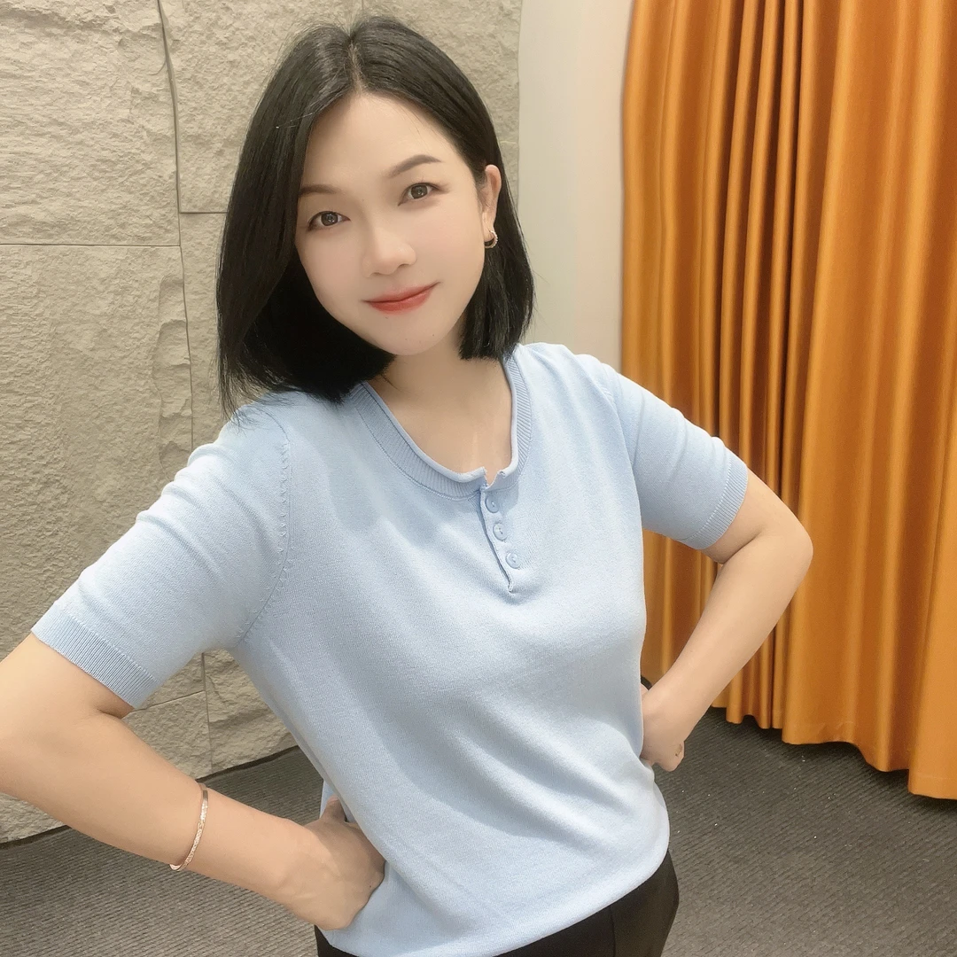 5312新款夏季弹力大微胖显瘦【大米家上衣】纽扣可解开两种穿搭纯欲