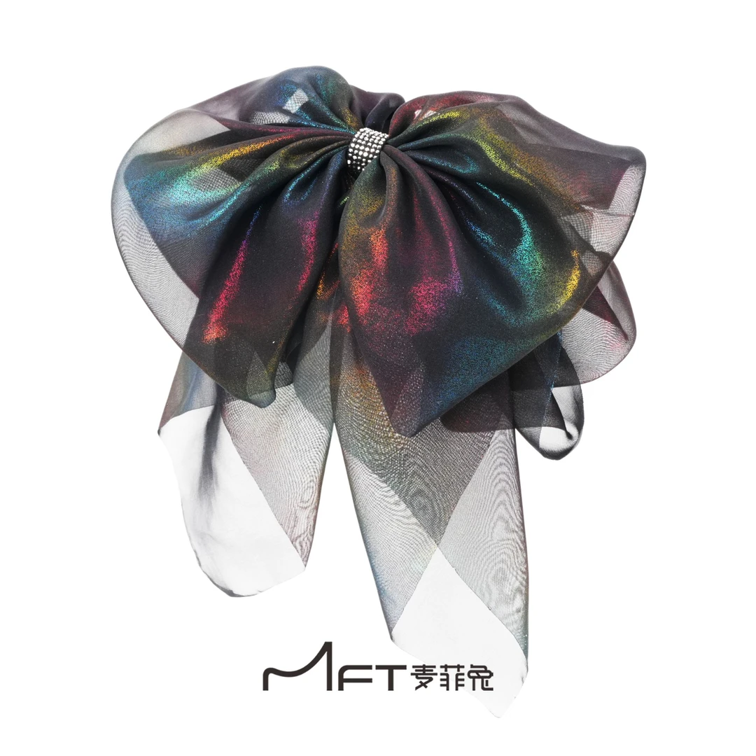 七彩晚霞马尾夹彩色出游氛围飘带懒人抓夹法式气质发饰发夹