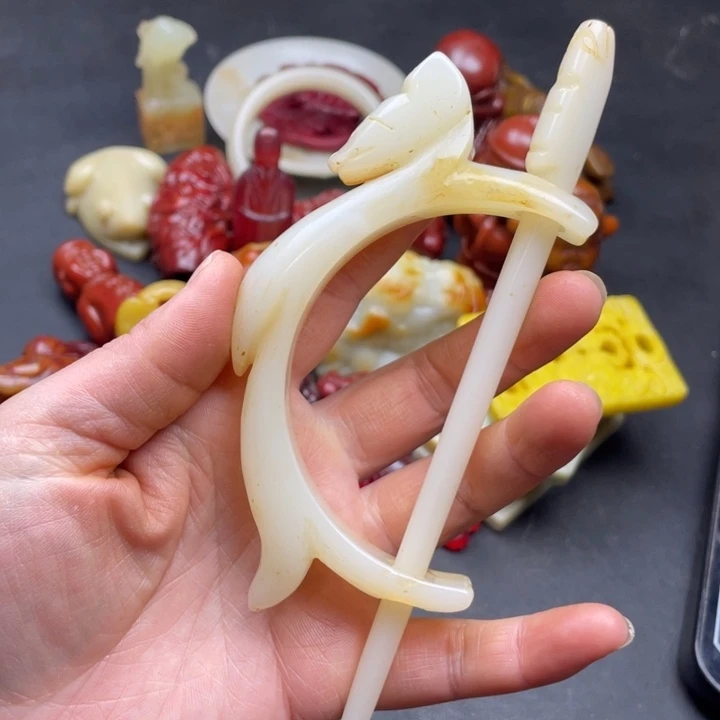 白玉菩提把件摆件