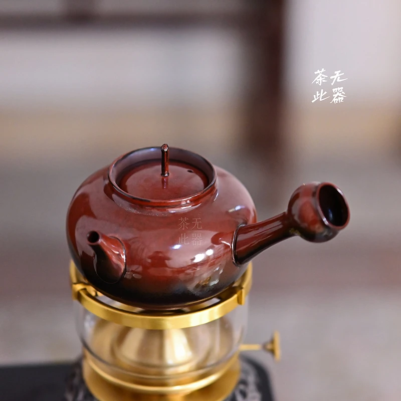 砂铫壶窑变侧把功夫茶具使用空气灯炭炉电陶炉围炉煮茶